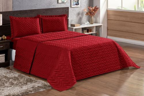 Colcha Cobre Leito Super King Matelado Ultrassônico Cor Vermelho