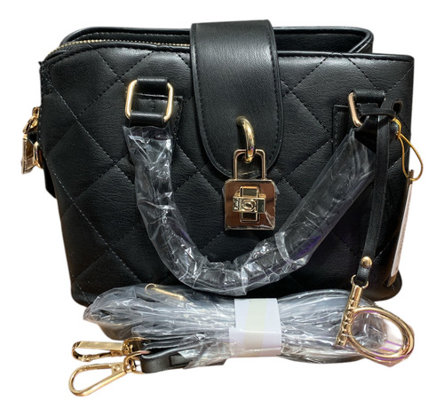 Bebe Los Angeles - Bolsa Kellen Small Satchel Negro Lisa Oro Negro