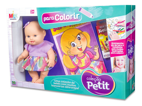 Boneca Bebê Neném Baby Petit Revista Giz De Cera P/ Colorir