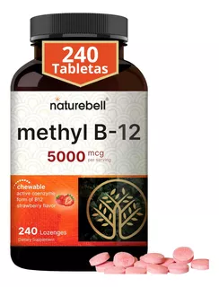 Vitamina B12 5000mcg, 180 Tabletas Sublinguales, Sabor Fresa