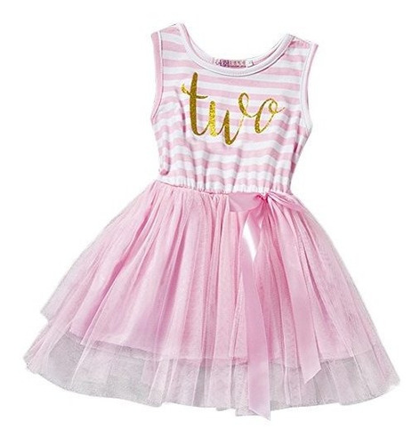 Baby Girls 1st-2nd-3rd Birthday Party Dress Striped Tutu Cak