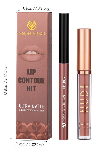 Set De Lápiz Labial Líquido Mate G Lip Gloss Y Lápiz Delinea