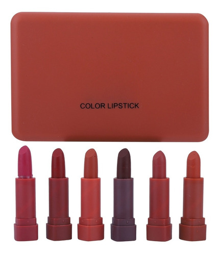 Set De 6 Colores De Brillo De Labios Mate, Lápiz Labial Mate