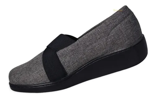 Zapato Romulo Mocasin Dama Capellada En Textil Tacon Corrido