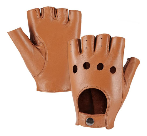 Guantes De Conducción De Cuero Sin Dedos Para Hombre Medio D