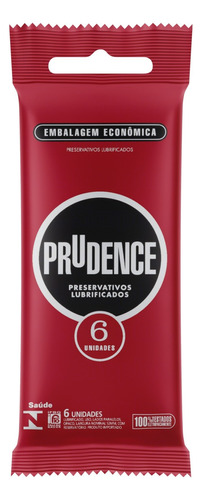 Preservativo Masculino Lubrificado Prudence Pacote 6 Unidades Embalagem Econômica
