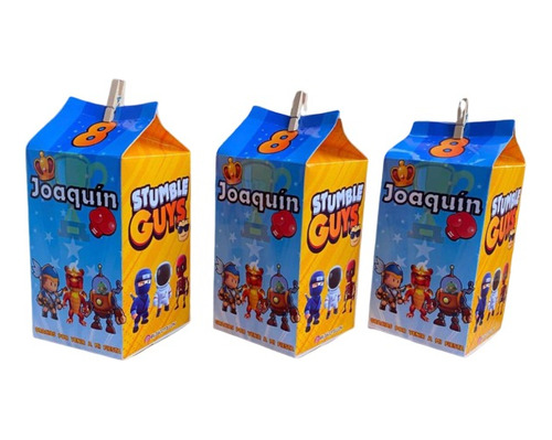 Cajita Milk Stumble Guys Cotillón Bolsas Dulceras