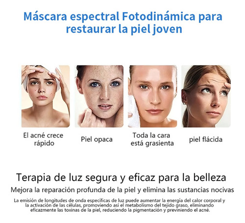 7 Colores Máscara Led Facial De Terapia Con Luz Led + Regalo