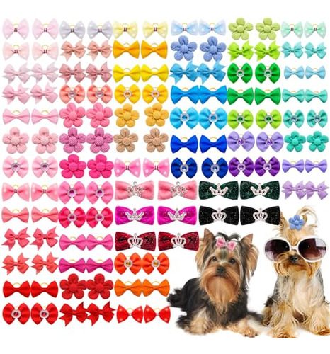 100 Lazos Para El Pelo De Perro Surtidos Lazos Para Perro De