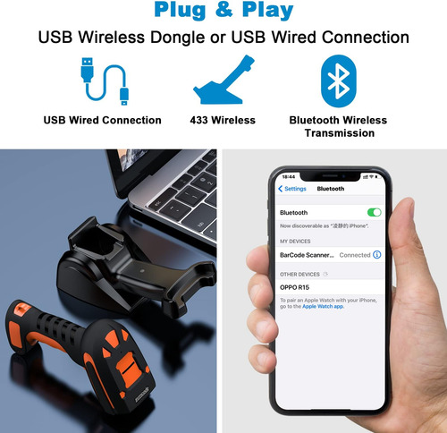 Scanner De Código De Barras Industriais Bluetooth 2d, Leitor
