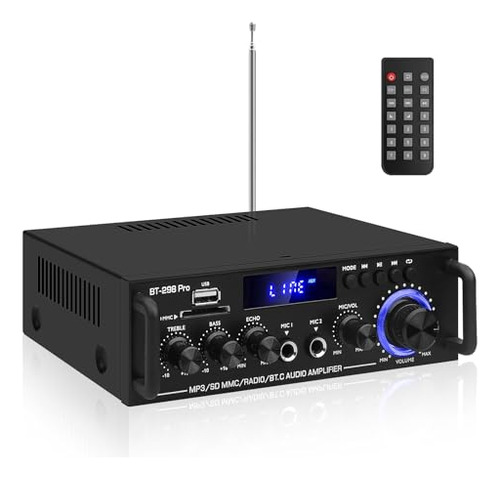 Amplificador Hifi Bt-298pro 50w: Audio Bluetooth Y Control R