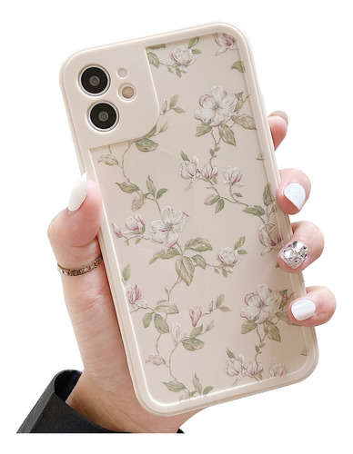 Arcasa Silicona Para iPhone 11 6,1  Diseño Flor Color Beige