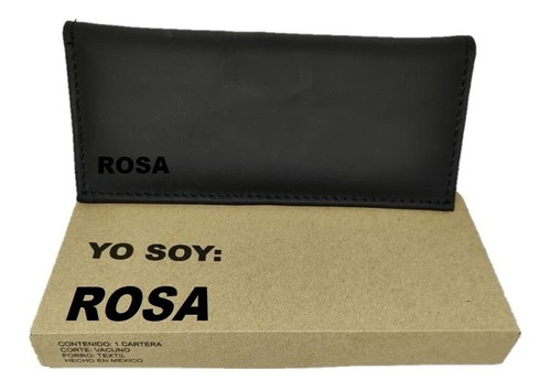 Cartera 100% Piel Dama Personalizada Rosa En Caja