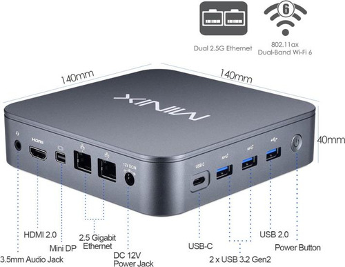 Minix Neo J51-c8 Max Mini Computadora, M.2 Pcie Nvme Ssd Win