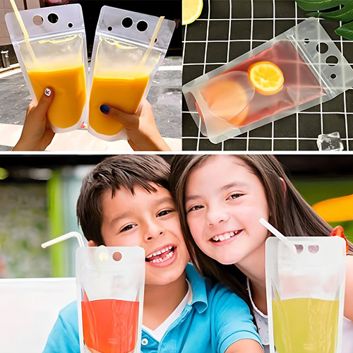 100 sacos transparentes para beber, sacos de suco para cores, 100 unidades