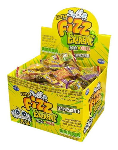 Imagen 1 de 1 de Caja Caramelos Fizz Extreme X 48 Tiras - Lollipop