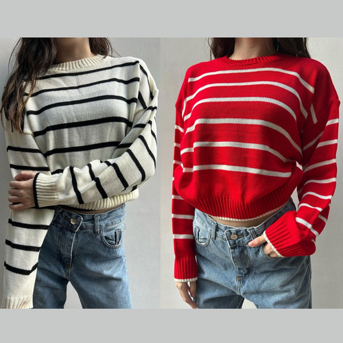 Sweater Mujer Rayado Tejido Pack X 2