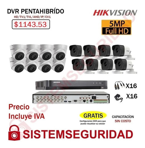 Imagen 7 de 7 de Kit 2 4 6 8 10 16 Camaras De Seguridad 5mp Cctv Hikvision