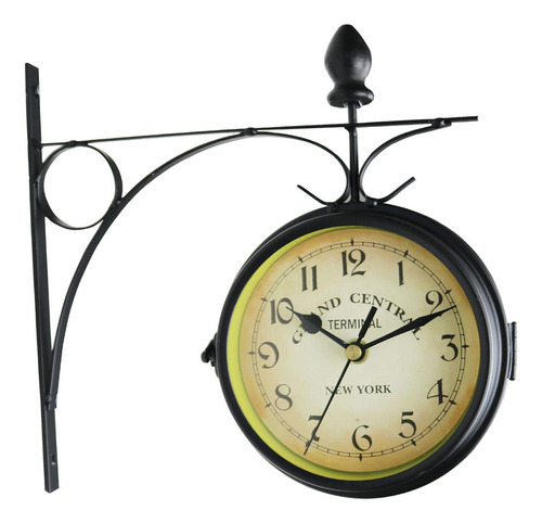 Reloj De Pared De Doble Cara Con Soporte De Pared