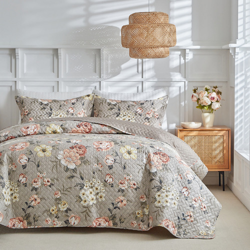 Kit Colcha Queen 3pç Estampada Itália 150 Fios Dupla Face Cor Fiori