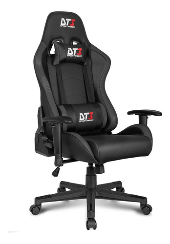 Cadeira de escritório DT3sports Jaguar gamer ergonômica  preta com estofado de couro sintético