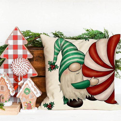 Muyier Juego De 4 Fundas De Almohada Navideñas De Gnomo De