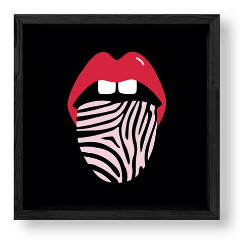 Cuadros Modernos 20x20 Box Negro Animal Print Mouth