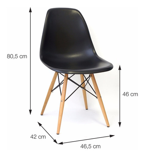 Cadeira Eiffel Charles Eames Polipropileno Preto.