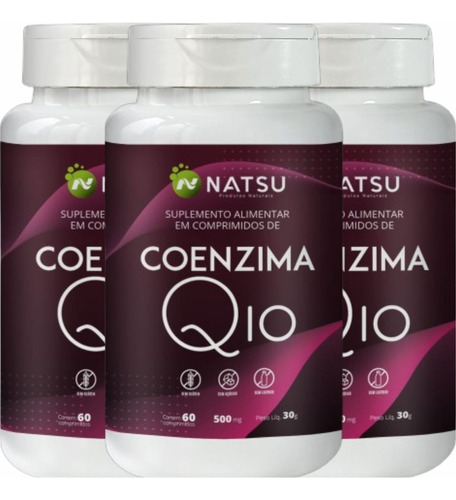 3x Coenzima Q10 Vitamina E Magnésio Cálcio 180comp. 500mg