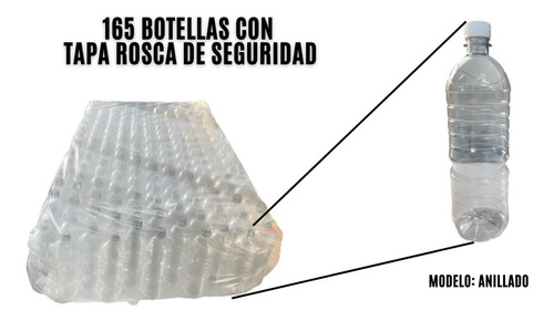 Imagen 2 de 10 de 165 Botellas Pet De 1 Litro Anillada Tapa Rosca De Seguridad