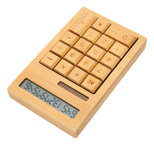 Sjfsjfcalculadora De Madera Con Batería Solar De 18 Teclas,