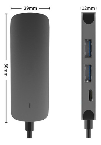 4 En 1 Multi Port Usb3.0 Tipo-c Concentrador Usb-c A Video 4