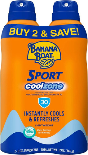 2 Bloqueador Protecto Solar Banana Boat Sport Coolzone Spf30