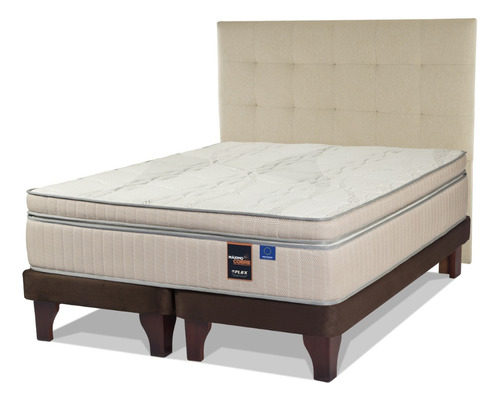 Cama Europea Maximo Cobre Flex 2 Plazas Bd + Respaldo Crudo