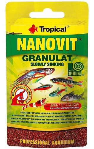 Alimento Tropical Nanovit Granulat Sobre De 10g Peces Chicos