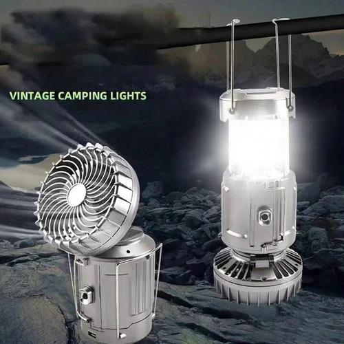 Lámpara Recargable Solar Linterna Camping Led --para Acampar
