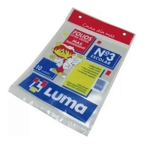 Folio Escolar Nº3 Extra Cristal  Pack X 10  Luma