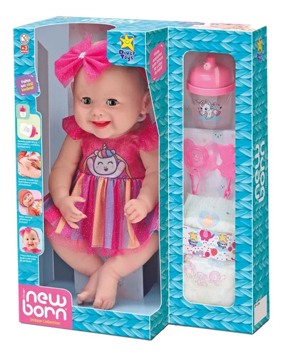 Boneca Reborn Abre Fecha Os Olhos Vestido Diver New Born