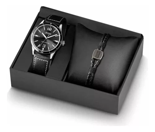 Set de reloj cronógrafo y pulsera de hombre Giftset 1570154 de cuero negro  · Boss · El Corte Inglés