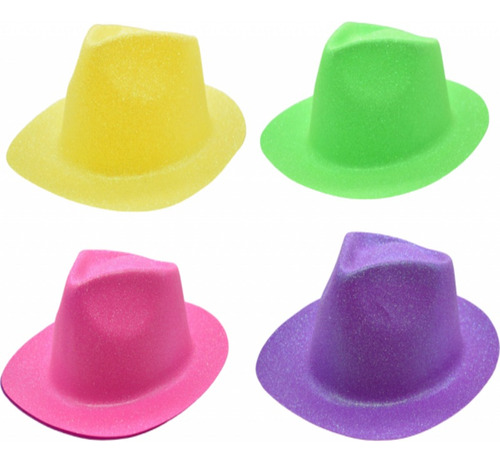 Sombrero Glitter Para Cotillón Fiestas Pack X 12