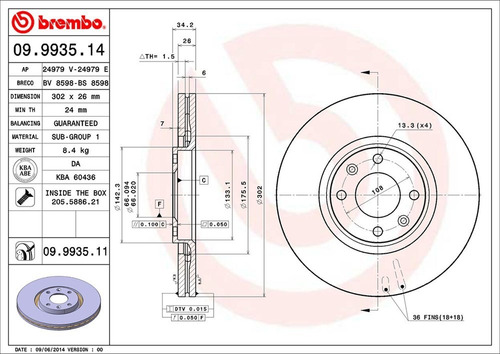 Disco Brembo Peugeot 307 2.0 16v 2004 A 2008 D Pza