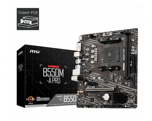 Tarjeta Madre Msi B550m-a Pro Am4 Micro Atx Ddr4 Hdmi Dvi Pc