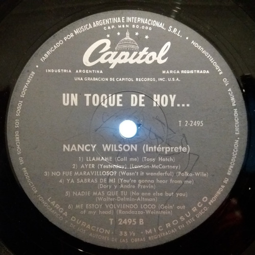 Nancy Wilson - Un Toque De Hoy Lp  