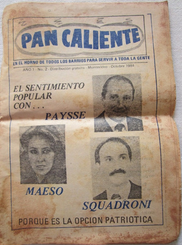 Antigua Publicacion Politica Pan Caliente 1984 Uruguay
