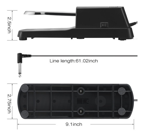 Pedal Sustain Para Teclado Digital Piano Pé Damper Pedal