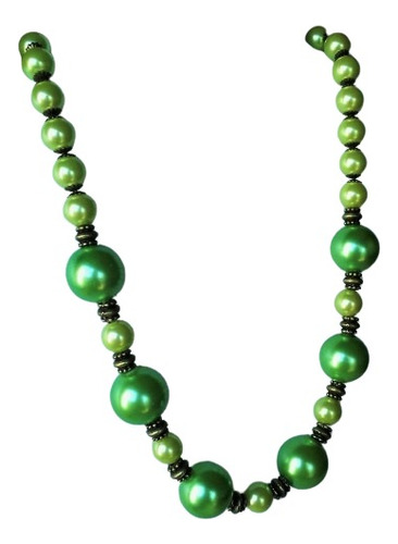 Collar Clásico Bolas De Vidrio Texturizado Verde Fluo 04019