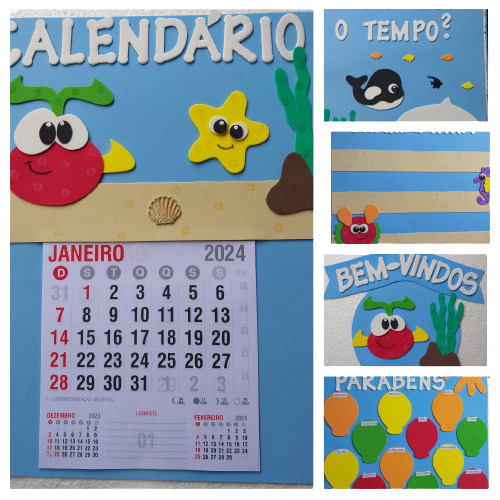 5 Cartaz Sala Aula Escola Eva Fundo Mar Decoraçao A1