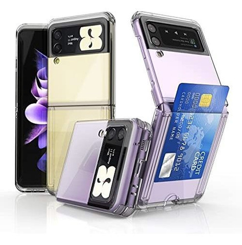 Funda Para Samsung Galaxy Z Flip 3 Transparente C/ Tarjetero