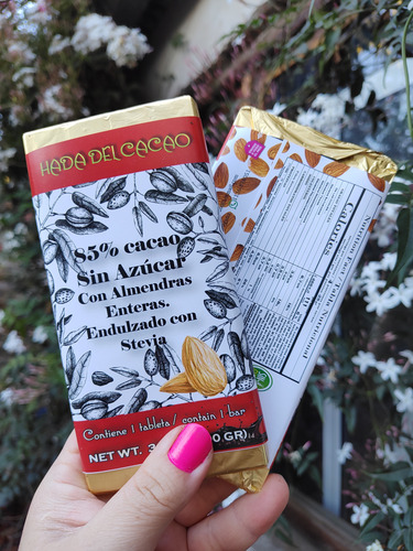 Chocolate (100gr) 85% Almendra Sin Azucar Cacao Keto Stevia