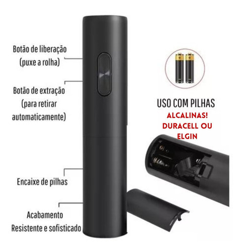 Abridor De Garrafa Automático Saca Rolhas Elétrico A Pilha